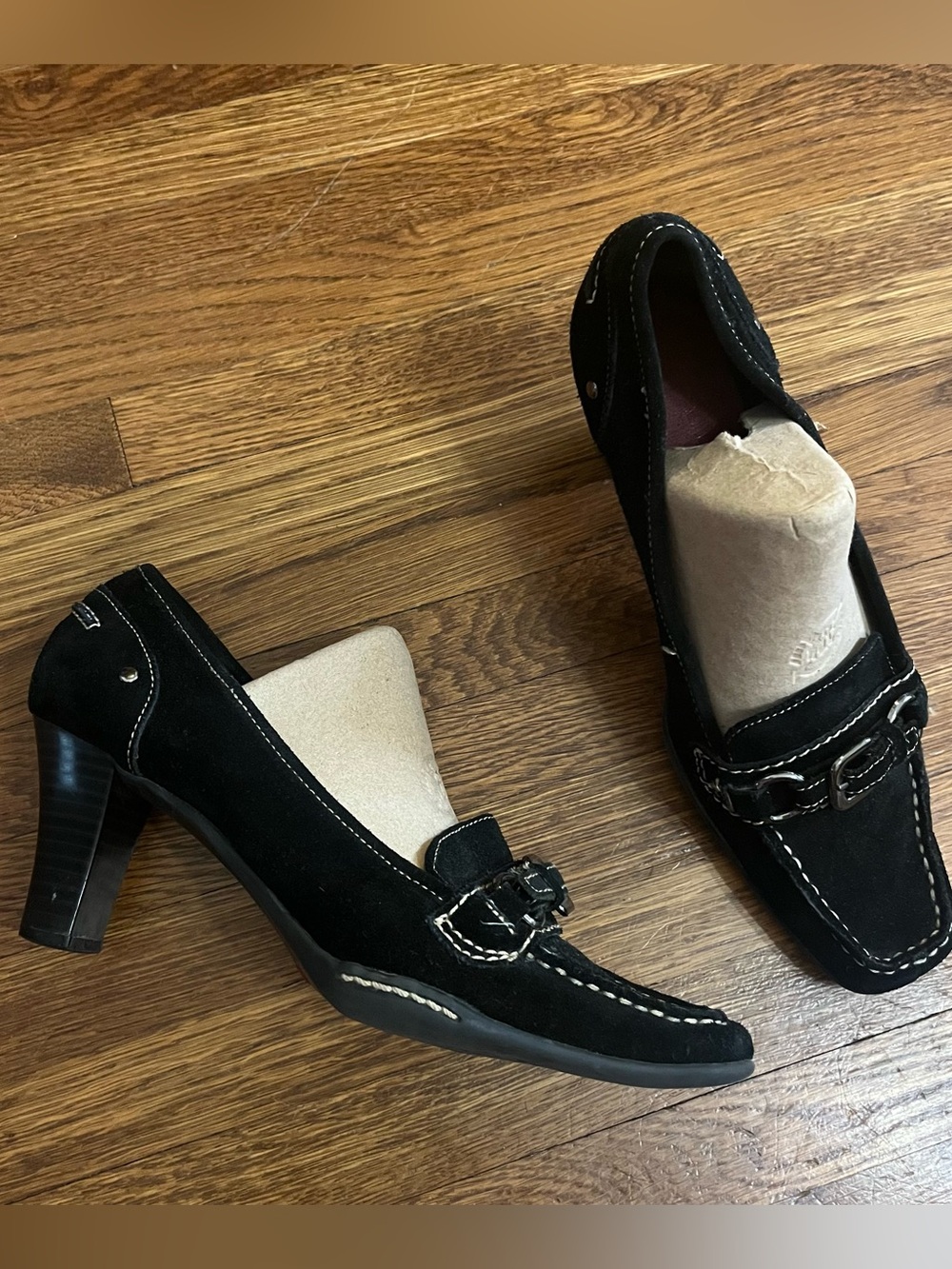 Aerosoles 8 heel loafers shoes buckle black witchy preppy heritage classic